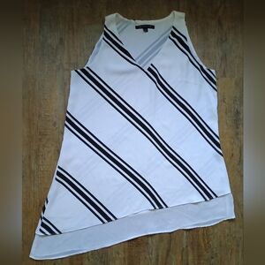 Zac & Rachel White & Black Striped Tank Top Size Medium